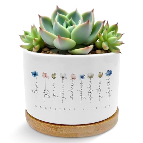 ROXMART Floral Christian Plant Pots, Christian Religious Gifts for Women