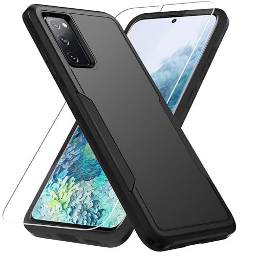 Warsia for Samsung Galaxy S20 FE 5G Case,with Screen Protector [Military Grade Drop Tested] Heavy-Duty Tough Rugged Shockproof Protective Case for Samung S20 FE 6.5', Black
