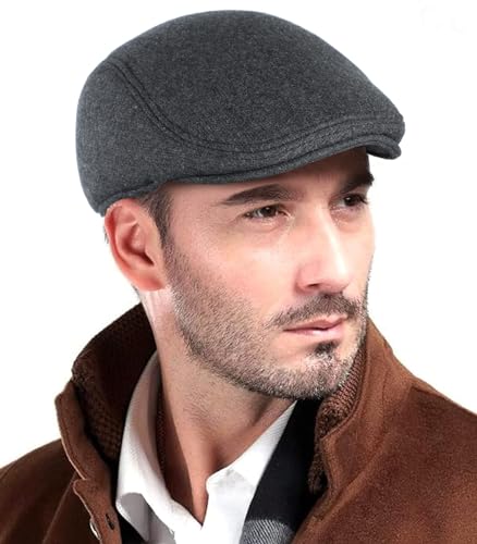Comilaka Hombre Boina Gorras Plana Gorra Vintage Boinas Invierno Gatsby Newsboy Boina Ajustables Sombrero Plano con Orejeras
