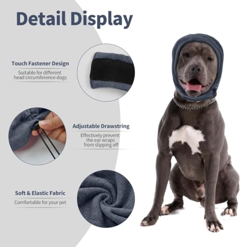 Image of Nanaki Soft Dog Calming Hoodie Anxiety Relief Dog Ear Muffs Noise Protection Doggy Head Wrap Hematoma Fireworks Doggy Ear Cover for Bath Blow Drying Pet Head Cover Noise Cancelling Sleep Help Headband