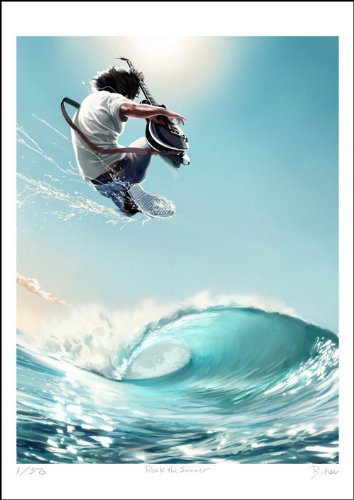 Amazon.co.jp: 限定50部：版画 山下良平【Rock the summer】（A2