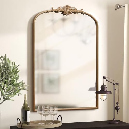 Besdomus Antique Gold Arched Mirror: 24"x36" French Large Arch Gold