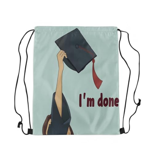 Image of jejeloiu Graduation Drawstring Backpack 13x15.7inch Education Waterproof Gym Drawstring Bags School Themed Sports String Backpack Beach Swim Travel Bag Sackpack