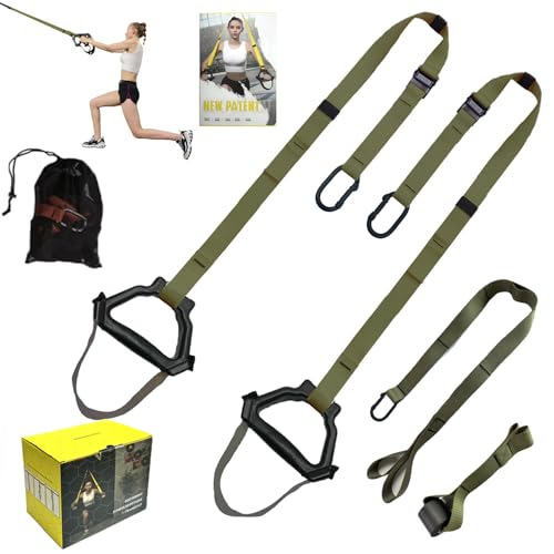 Image of Bodyweight Resistance Training Straps, Complete Home Gym Fitness Trainer kit for Full-Body Workout, Included Door Anchor, Extension Strap, Fitness Guide