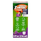 Zyrtec Children’s 24-Hour Allergy Relief Syrup, 5 mg Cetirizine Hydrochloride Antihistamine, Kids Allergy Medicine for Indoor/Outdoor Allergies & Hay Fever, Dye-, Alcohol- & Sugar-Free, Grape, 8 fl oz