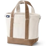 Lands' End Natural Open Top Canvas Tote Natural/rich Camel Medium Regular Handle