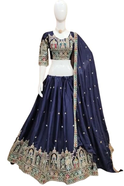 Star Georgette Sequins Embroidered Lehenga Choli with Dupatta (Green, Readymade)