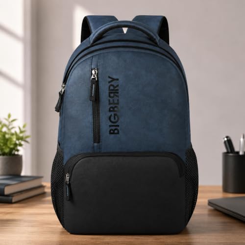 Image of BIGBERRY Rodeo | Leatherite Faux Leather Laptop Backpack for Men & Women | Water Resistant Medium Office, Travel, College Bag | Fits Up to 15.6 Inch Laptop | Travel, Casual & Business, Unisex