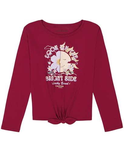 Image of Lucky Brand Girls' Long Sleeve Graphic T-Shirt, Tagless Cotton Tee with Fun Designs