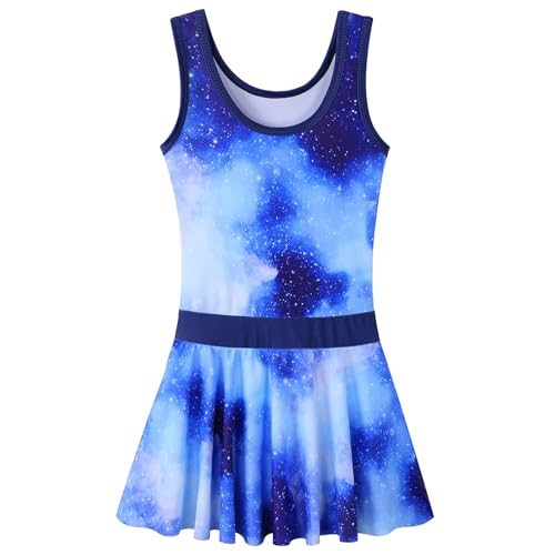 Image of Girls Swimsuit One Piece UPF 50+ Floral Skirted Bathing Suit Modest Beach Swim Dress 3-11 Years