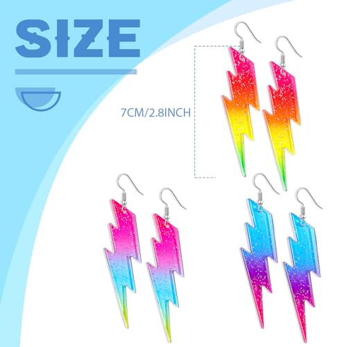 Hicarer 3 Pair 80s 90s Neon Earrings for Women Fluorescent Earring Jewelry Accessories Acrylic Drop for Glow Party Outfit3