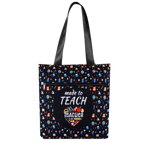 Degpum Bolsa para professores - Bolsa de ombro feminina estética com bolsos e zíper para trabalho, Multicor, Large