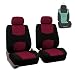 FH Group FB050102 Pair Set Flat Cloth Car Seat Covers, Burgundy/Black - Fit Most Car, Truck, Suv, or Van