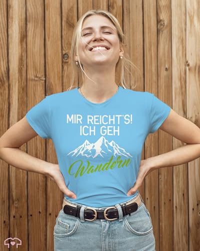 Foto von Shirt Damen - Hobby Outfit - Mir reicht's ich GEH wandern - S - Hellblau - wandergeschenk Tshirt Laufen Laufsport Berg Funshirts für Frauen Wanderfreunde Geschenk joggen Berge t-Shirt