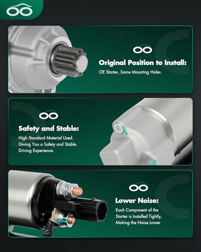 Image of SCITOO Starter Motor 17972 for Volkswagen for Beetle 2.0L for CC for Golf 2.0L 2010-2014 for Jetta 2.0L 2009-2014 for Passat 2.0L 2012-2013 for Passat PMGR 12V 1.7kW CCW 10 Tooth