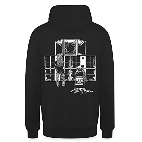 Spreadshirt® Tekno 23 Sound System Support Free Tekno Sweat À Capuche Unisexe, M, Noir Cover