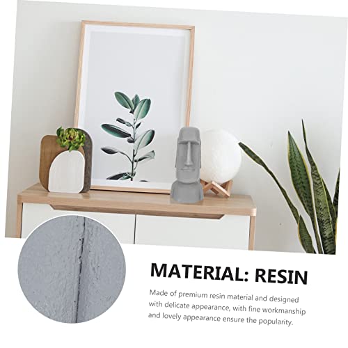 Yardenfun 3Pcs Stone Statue Home Accessories Home Décor House Ornaments Retro Moai Head Ornaments Moai Sculpture Easter Island Moai Figurine Moai Desktop Ornaments Resin Moai Desktop Statues #TOP1