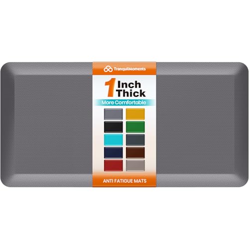 Image of Kitchen Mats for Floor, 1 Inch Extra-Thick Kitchen Rugs, Non-Slip & Waterproof Standing Desk Mat, Comfort Anti Fatigue Mats for Kitchen Floor, Home, Sink, Office (20 inch X 32 inch, Grey)