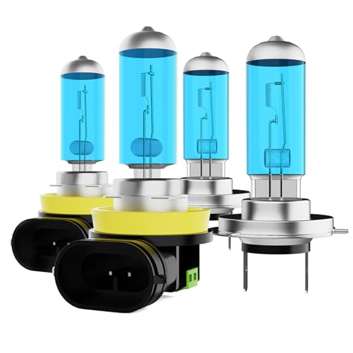 Image of Headlight Bulbs Fit For Ford Fusion 2006-2018, H7 H11 High Low Beam 300% Ultra Brighter Halogen Headlight Bulb Combo, 6500k White Light, Pack of 4