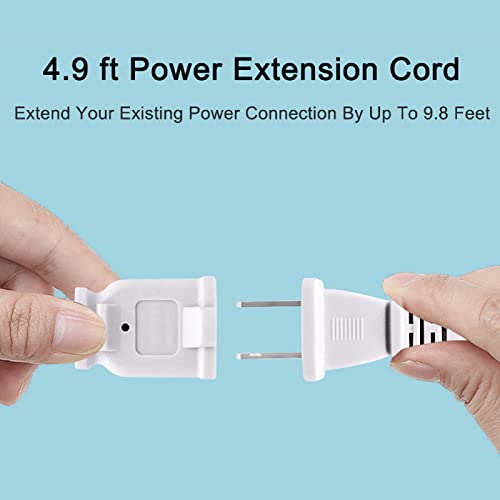 Image of 2 Pack 5ft 2 Pin Extension Cords, US Male /Female Power Cord for NEMA 5-15P to NEMA 5-15R (5ft) White