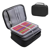 Dwitkul Trousse à Crayons Grande Capacité 72 Emplacements Sac de Papeterie Organisateur avec 3 Compartiments Détachables Trousse de Rangement Portable pour Collège, Travail, Bureau (Noir)