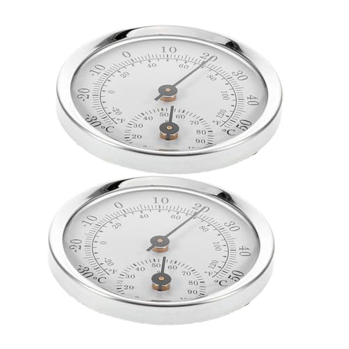 WEKAMOS 2pcs Mini Round Hygrometer Humidity Reader with Plastic Lens, Precision Cigar Humidor Monitor for Indoor Temperature and Humidity Control