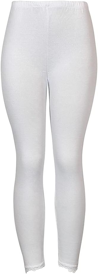 City RoseFull Length inner Leggings perforated Cotton 100% with Elasticized Waistband Women white