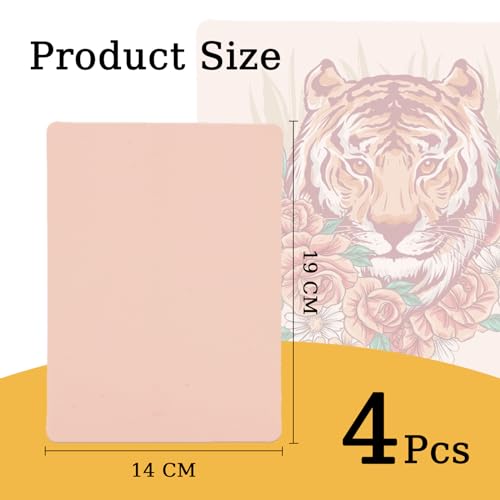 3mm Kunsthaut Tattoo Übungshaut - PEPAX 4 Stück 19 x 14 cm Blanko Tattoo Übungshaut Doppelseiten Gefälschte Tattoo Haut für Anfänger und Künstler