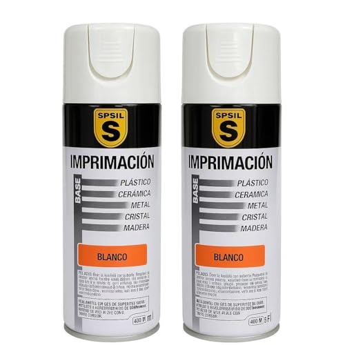MORE FREE Pintura Spray Imprimacion Blanco de 400 ml Adecuado para las Superficies de Metal, Madera y Plástico Pack de 2 Unidad