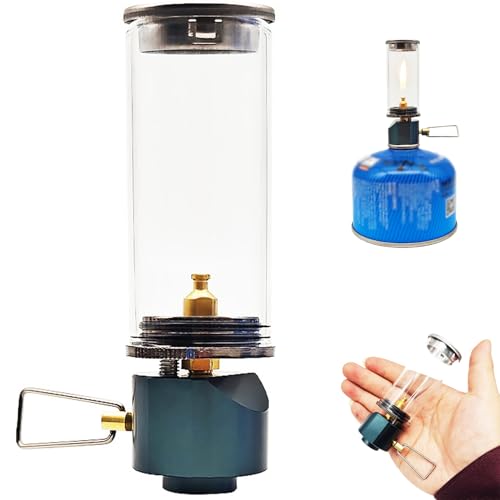 Gaslaterne, traumhafte Kerzenlampen-Gaslaterne mit hitzebeständigem Glas, Gaslampe mit einstellbarem Ventil, Gaslicht zum Campen und Wandern,...