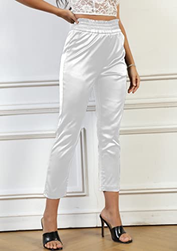 Women's Paperbag Satin Silky Party Wedding Metallic Dress Elastic Waist Pants Clubwear2