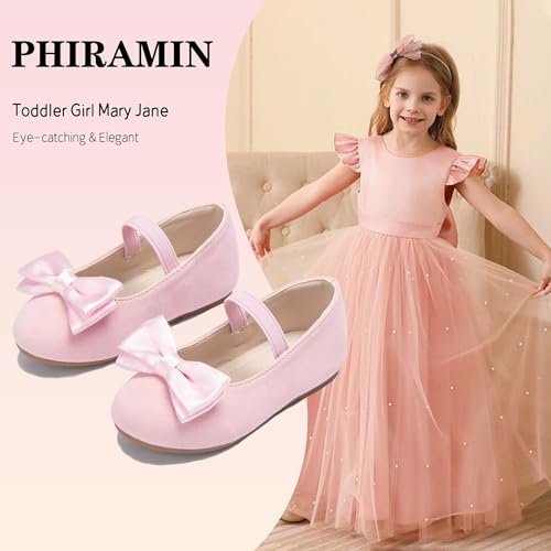 Image of PHIRAMIN Toddler Flower Girl Dress Shoes - Little Girl Ballet Flats Bow Wedding Party