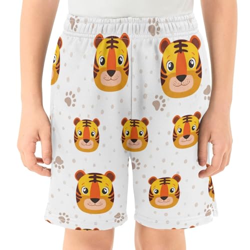Cartoon Animals Athletic Shorts with Zipper Pockets, Youth Boys Athletic Running Shorts for Summer2