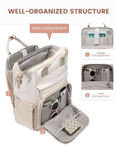 Image of LOVEVOOK Laptop Backpack for Women, 15.6'' Waterproof Nurse Bag Teacher Work Backpack Purse for Women, Travel Computer Backpack for College Office Business Ladies