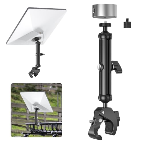 WXPSKY Starlink Mini Clamp Mount Aluminum Starlink Mini Pole Mount Kit with 1/4-20 & 3/8-16 Thread & Clamp Bracket for StarLink Mini RV Camper Boat Roof Rack Balcony