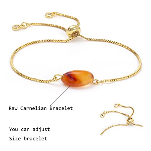 Raw Carnelian Bracelet, Adjustable Bracelet, Crystal, Gold Adjustable Bracelet3