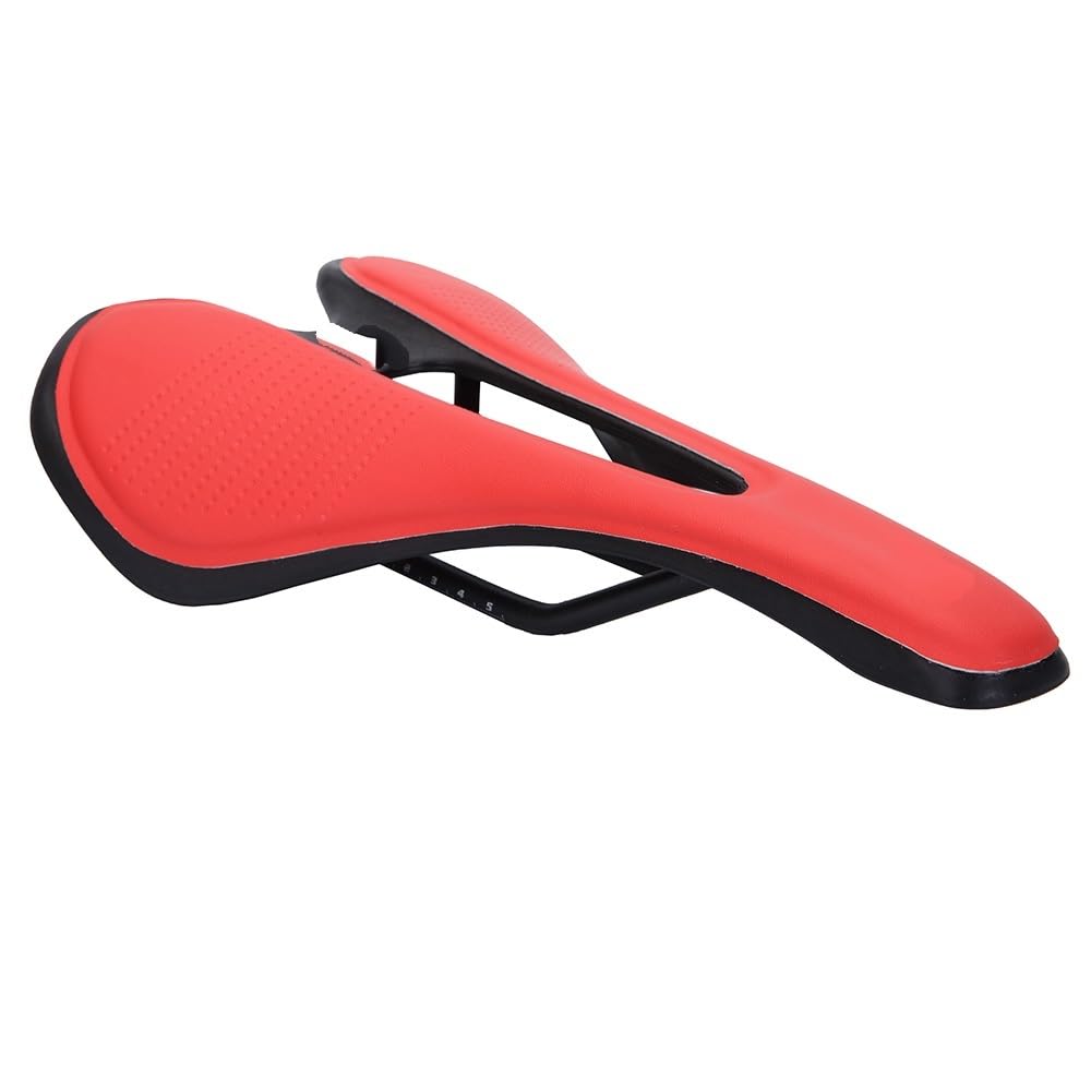JIASHUNHE Bike Seat Bike Saddle MTB Mountain Road Seat PU Leather Gel Filled Cycling Cushion Comfortable Shockproof Bicycle(Red)