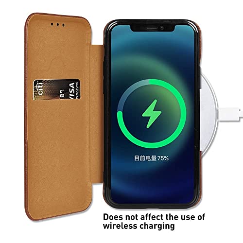 Image of WHITBULL Royal Leather Magnetic Flip case Compatible with OnePlus 7T / One Plus 7T Brown