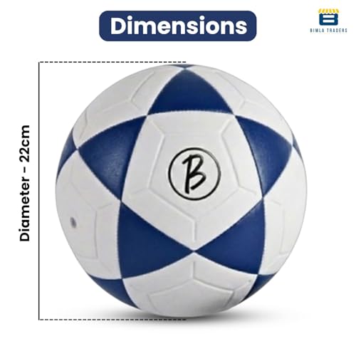 Image of Btag Football | Rubber Moulded Training & Match Ball | All Age Groups | Outdoor Waterproof | for Ground, Grass & Turf (Blue)