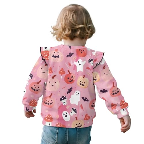 doginthehole Toddler Girls Halloween Sweatshirt Crewneck Long Sleeve Pullover Cute Ruffle Tops Fall Outfits 1-8T2