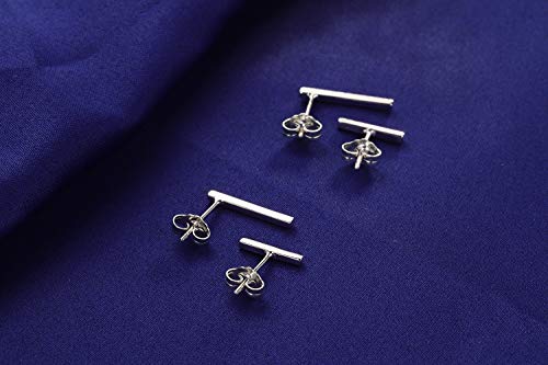 SLUYNZ 925 Sterling Silver Bar Studs Earrings Set for Women Two Pairs of Square Flat Bar Earrings Studs2