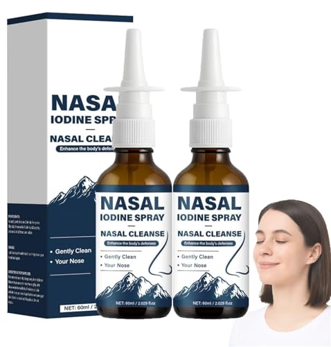 Nasomin Iodine Nasal Spray Natural Minera Cleanse for Dry Air Travel & Daily Use 2 Fl Oz 60ml - 150+ Uses (2)