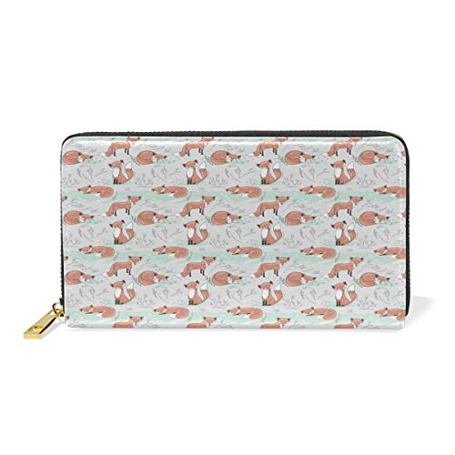 Preisvergleich Produktbild XCNGG Ziege Schaf Erdbeer Blumen Leder Geldbörse Nettes Mädchen Reißverschluss Clutch Geldbörse