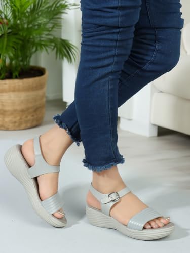 Image of Carlton London women's Lightweight Comfort Wedge Ankle Strap Sandals
