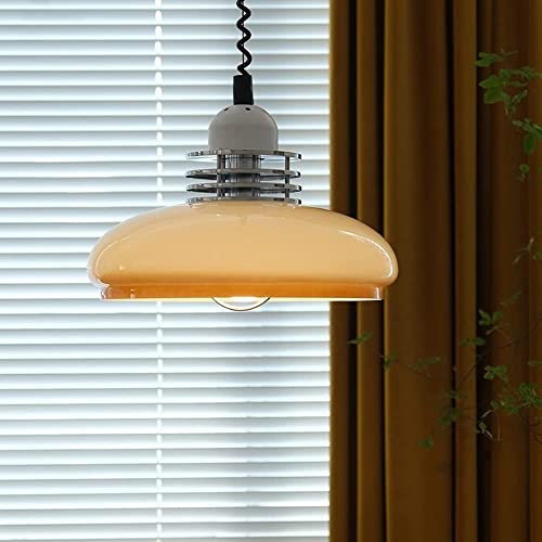 Lustre en verre orange rétractable pour ajuster la lumière de la cuisine
