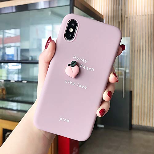 JIAHUI Funda De Teléfono con Patrón De Aguacate De Fruta 3D para iPhone XR XS MAX X 11 8 7 6 6S Plus Lovely Cubierta Trasera Bonita De Protección De Silicona Suave (Melocotón,For iPhone 7)