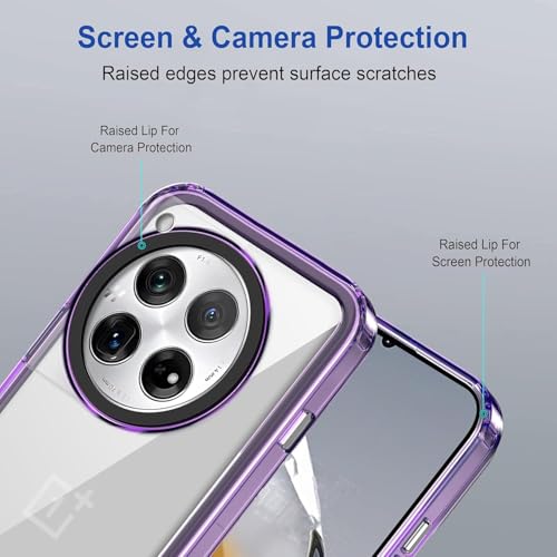 Image of NDCOM for OnePlus 12 Cover, Premium OnePlus 12 Case, Durable One Plus 12 Cover, Protective Back Cover for OnePlus 12 Purple Crystal Clear Back Case
