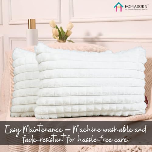 Image of HOMADORN Luxury Plush Fur Reversible Cushion Cover Ultra Soft & Cozy (Pack of 2)