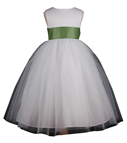 Pink Promise Flower Girl's White Wedding Pageant V-Back Ankle Length Dress