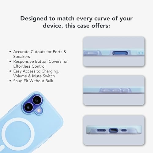 Image of Hupshy iPhone 16 Back Cover with Camera Protection Rings, Kickstand-Matte /Anti, Non-Slip, Camera Glass Protection,Transparent Shockproof Cover for iPhone 16 (Sky Blue)